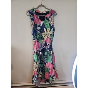 Talbots Hawaiian Floral Print Sleeveless Cotton Maxi Dress Women’s Size 16P